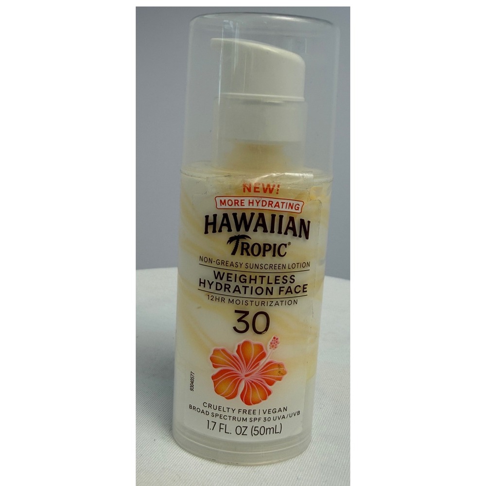 Hawaiian Tropic Weightless Hydration Face Sunscreen Lotion SPF 30 1.7oz New